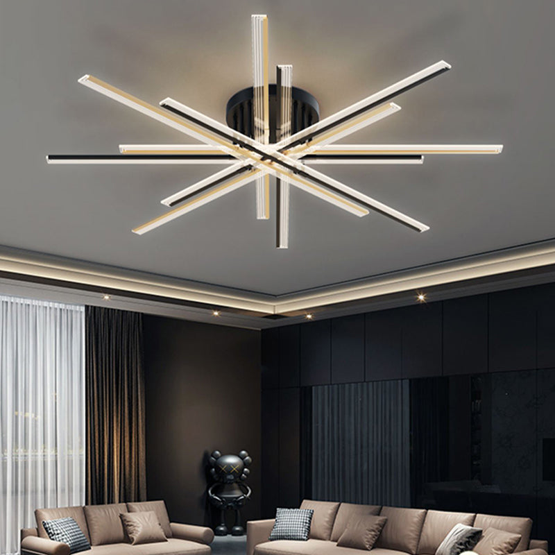 Lampe encastrée à 16 lumières Crossed Line, plafonnier moderne en noir/blanc