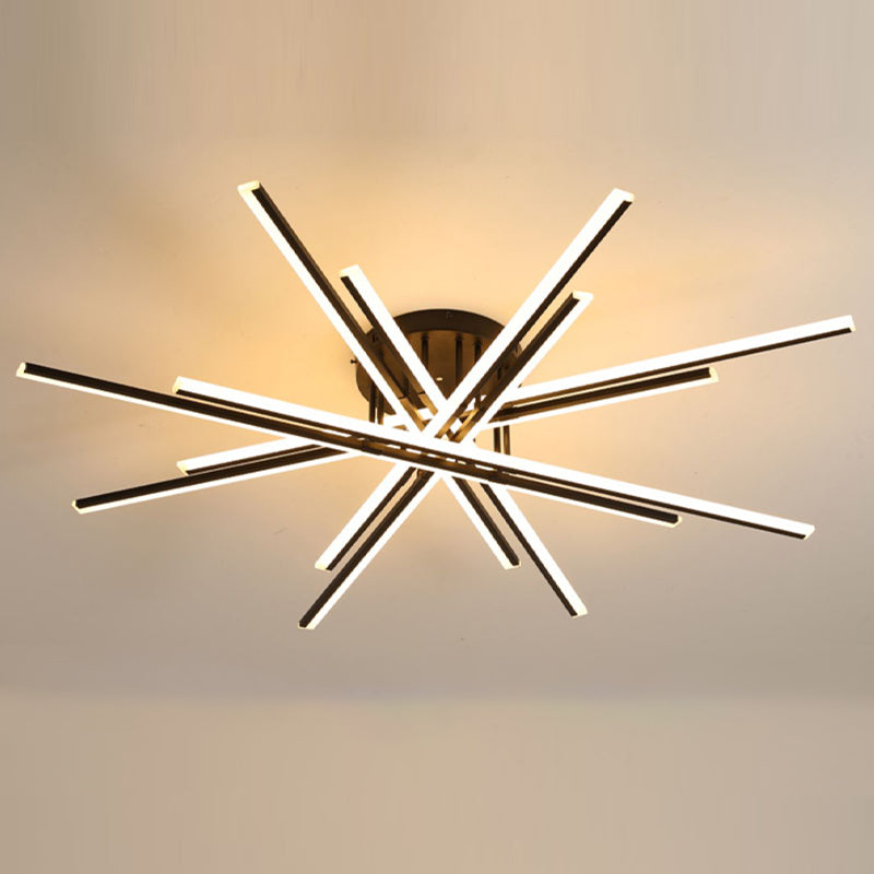 Lampe encastrée à 16 lumières Crossed Line, plafonnier moderne en noir/blanc