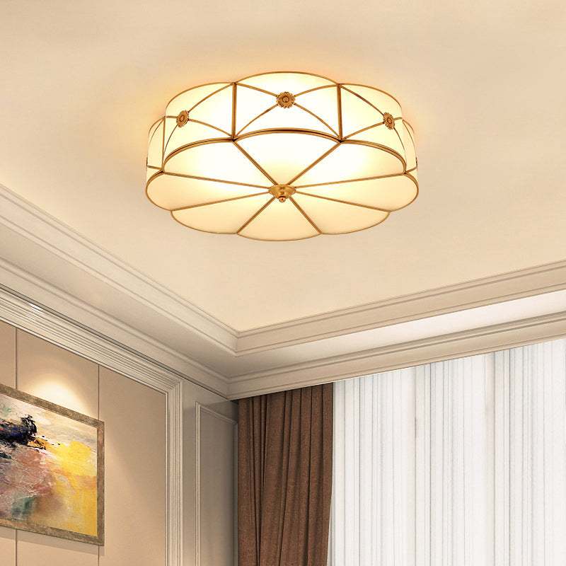 Bronze Ceiling Mount Light Fixtures Colonial Ceiling Flush Mount Lights with Glass Shade