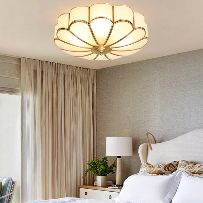 Bronze Ceiling Mount Light Fixtures Colonial Ceiling Flush Mount Lights with Glass Shade