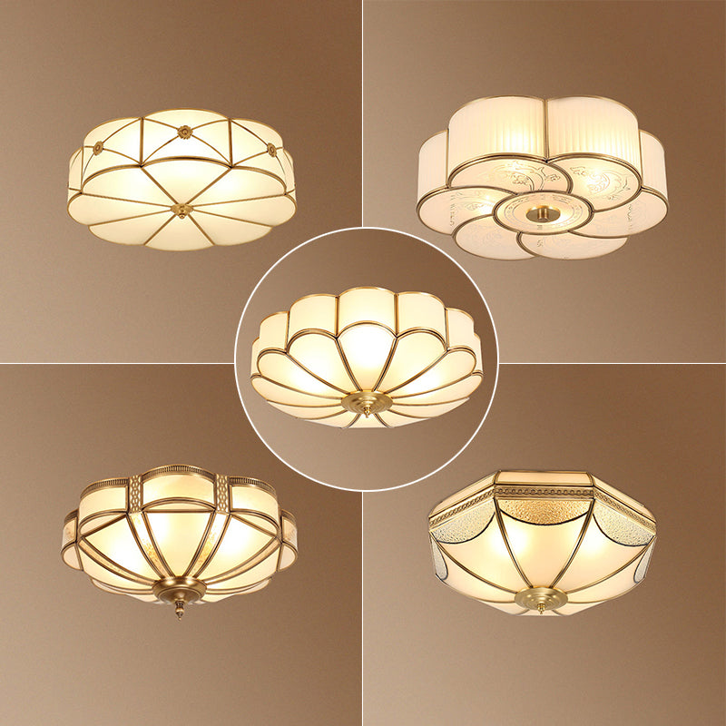 Bronze Ceiling Mount Light Fixtures Colonial Ceiling Flush Mount Lights with Glass Shade