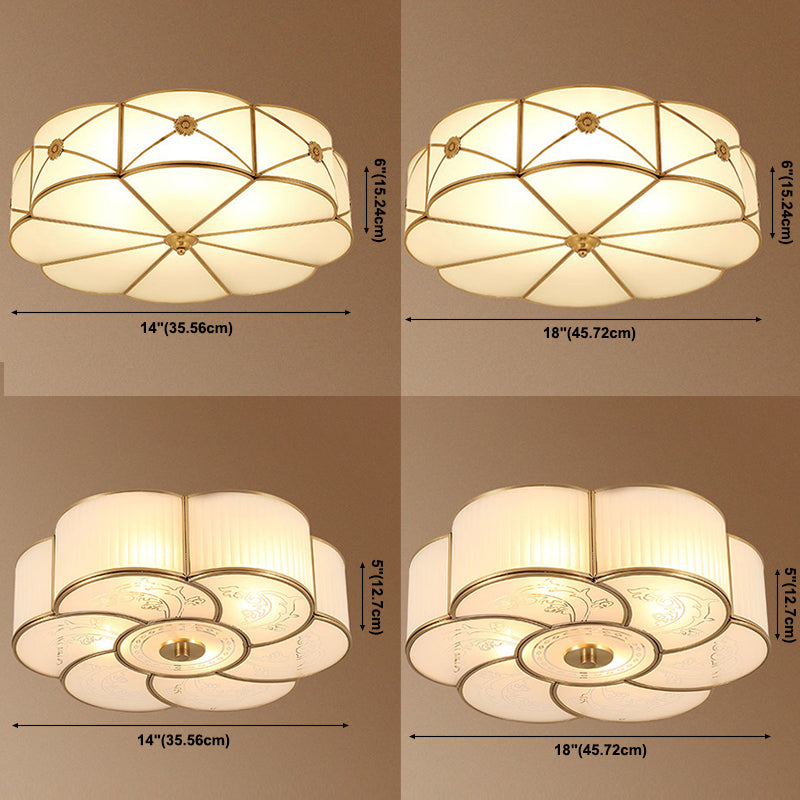Bronze Ceiling Mount Light Fixtures Colonial Ceiling Flush Mount Lights with Glass Shade