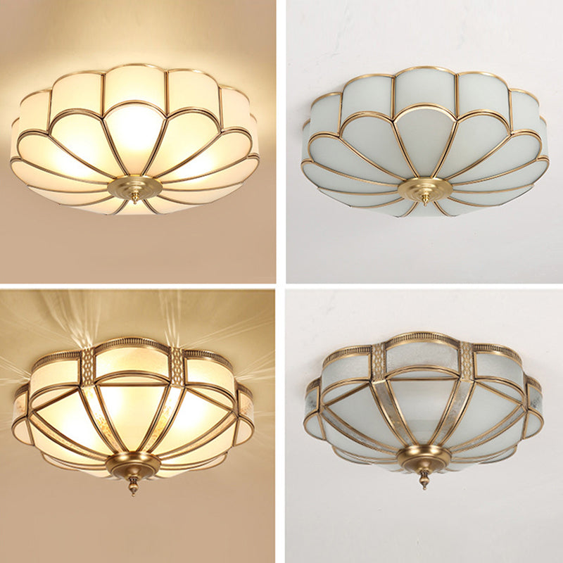 Bronze Ceiling Mount Light Fixtures Colonial Ceiling Flush Mount Lights with Glass Shade