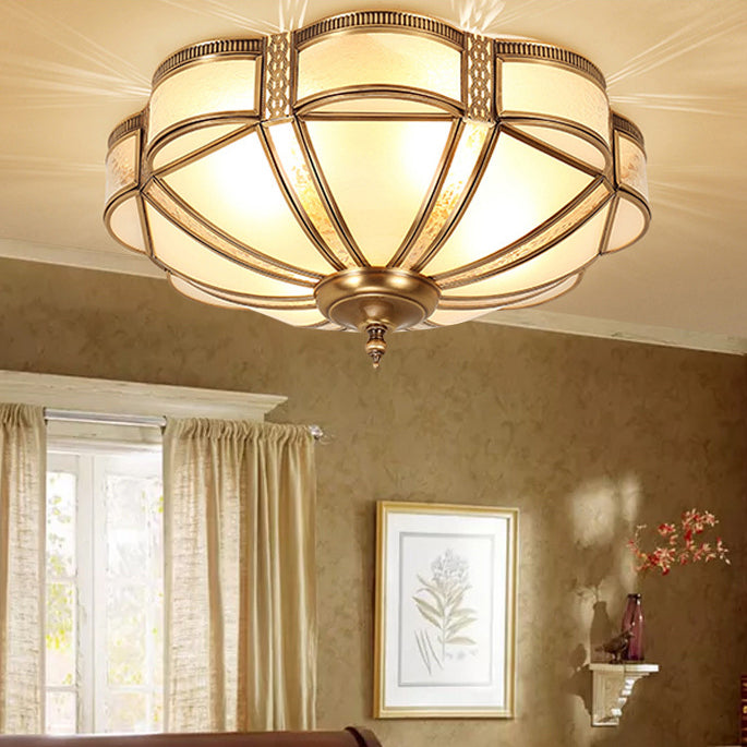 Bronze Ceiling Mount Light Fixtures Colonial Ceiling Flush Mount Lights with Glass Shade