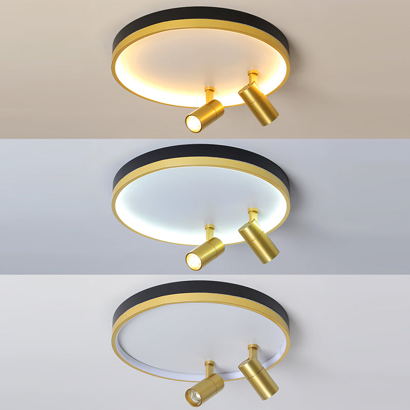 Circulaire d'or contemporaine Flush Ceiling Spotlight Iron LED Track Light Fixture for Living Room