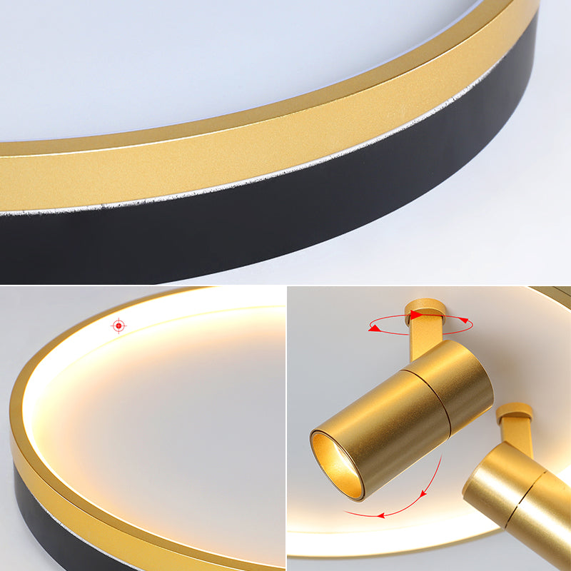 Circulaire d'or contemporaine Flush Ceiling Spotlight Iron LED Track Light Fixture for Living Room