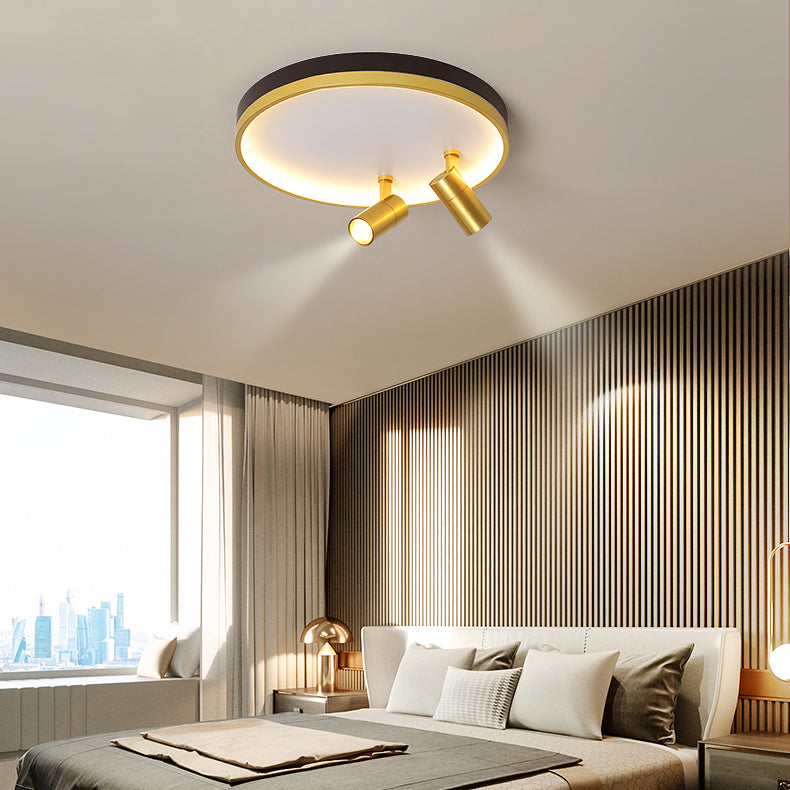 Circulaire d'or contemporaine Flush Ceiling Spotlight Iron LED Track Light Fixture for Living Room
