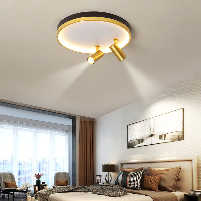 Circulaire d'or contemporaine Flush Ceiling Spotlight Iron LED Track Light Fixture for Living Room