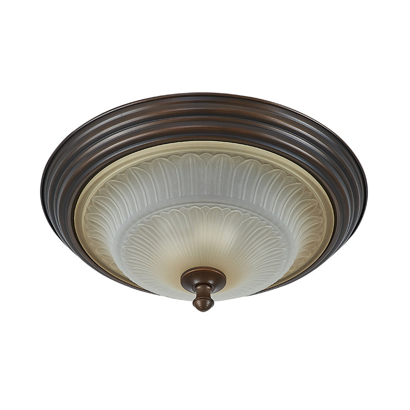 20" Wide Classic Bowl Flush Mount with Glass Shade Bronze Flush Ceiling Light for Bedroom
