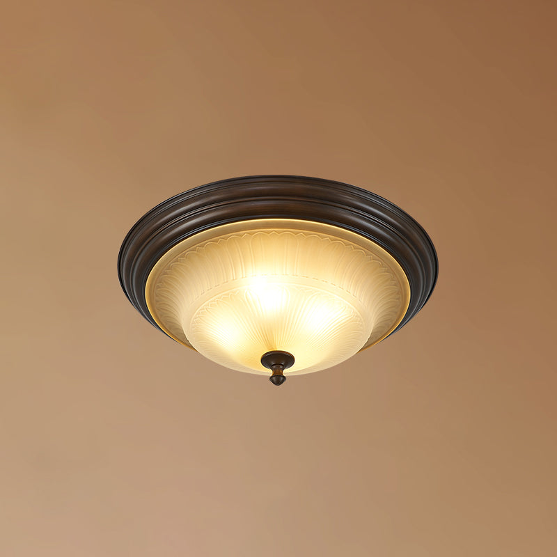20" Wide Classic Bowl Flush Mount with Glass Shade Bronze Flush Ceiling Light for Bedroom