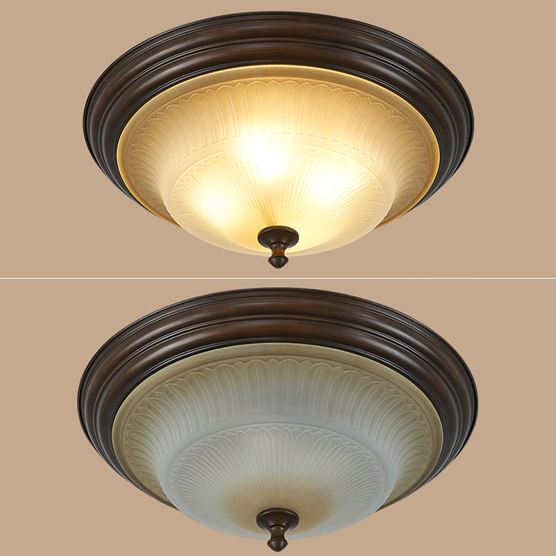 20" Wide Classic Bowl Flush Mount with Glass Shade Bronze Flush Ceiling Light for Bedroom