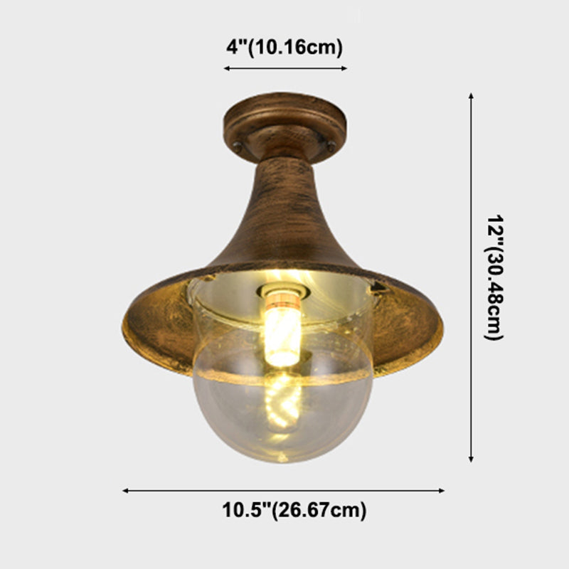 Plafonnier semi-encastré industriel noir, forme évasée, plafonnier en métal