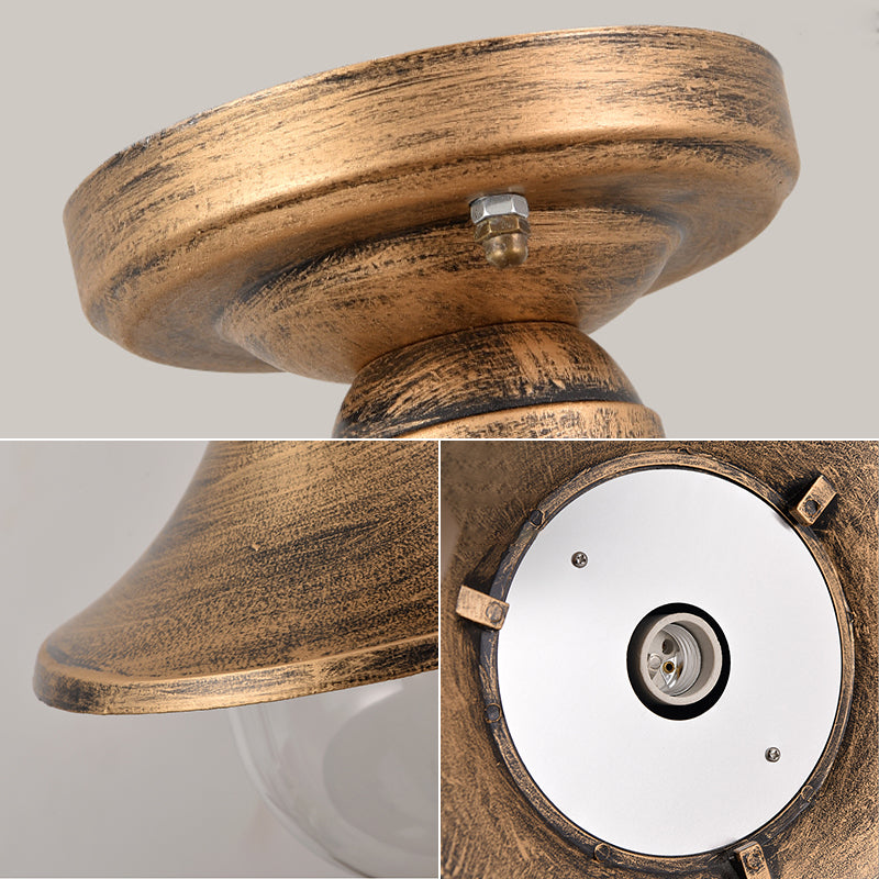 Plafonnier semi-encastré industriel noir, forme évasée, plafonnier en métal