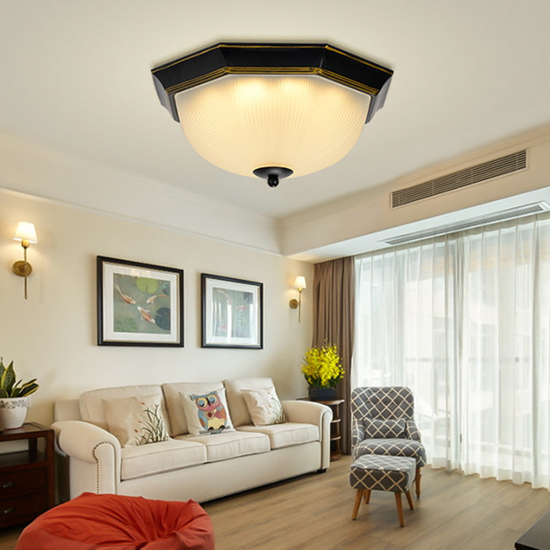 12.5" Wide Bowl Flush Mount Classic Glass Flush Ceiling Light for Entry