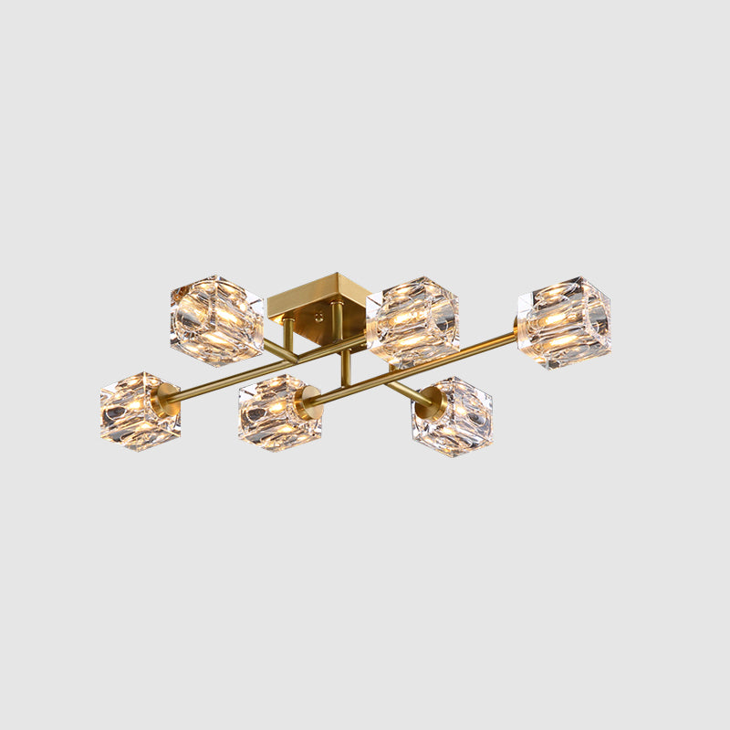 Crystal Sputnik Semi Flush Mount Lighting Simple Style Semi Flush Ceiling Light Fixture