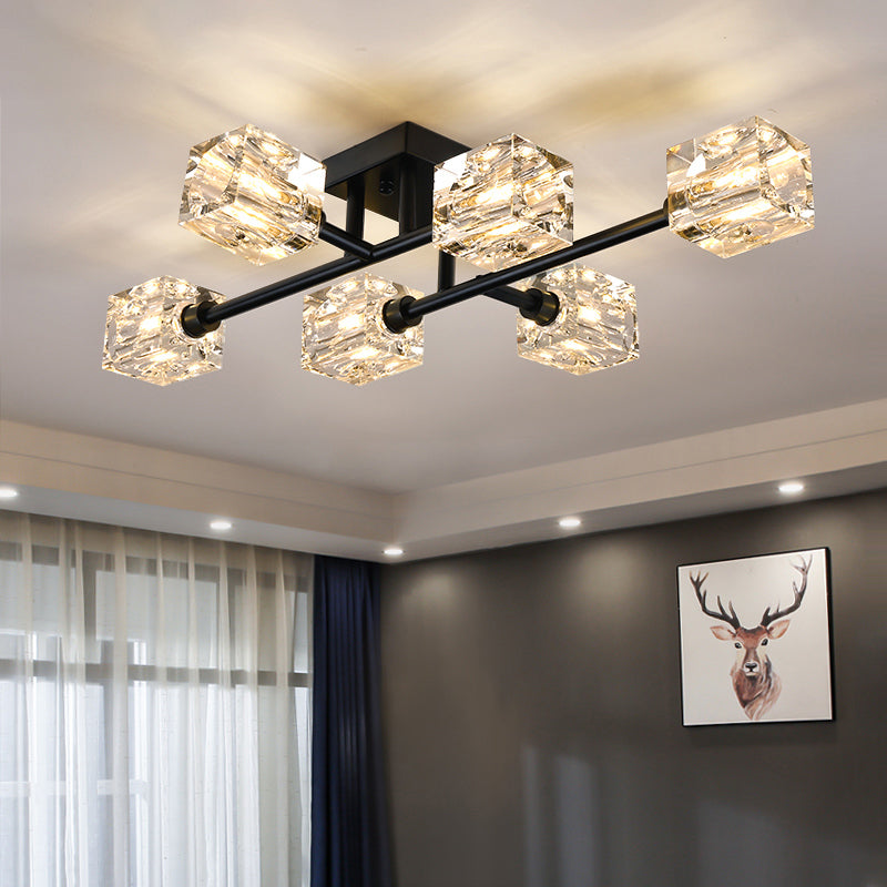 Crystal Sputnik Semi Flush Mount Lighting Simple Style Semi Flush Ceiling Light Fixture