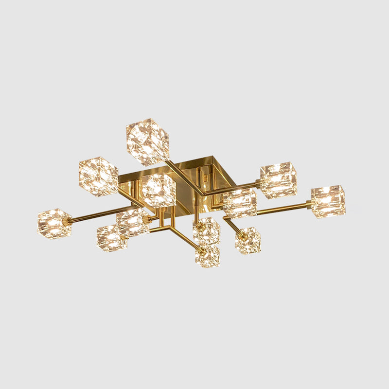 Crystal Sputnik Semi Flush Mount Lighting Simple Style Semi Flush Ceiling Light Fixture