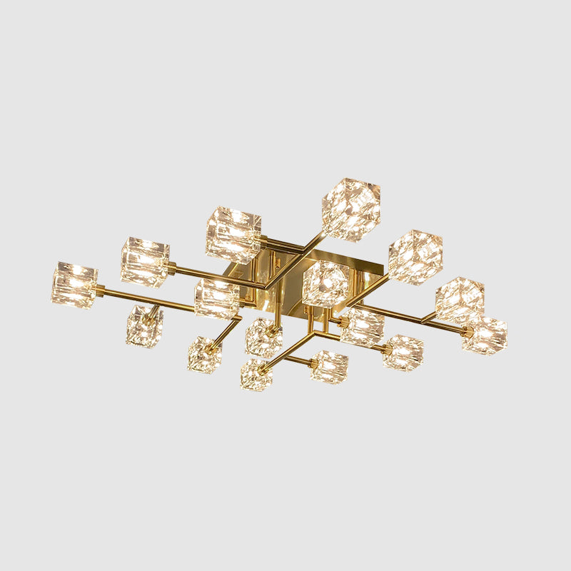 Crystal Sputnik Semi Flush Mount Lighting Simple Style Semi Flush Ceiling Light Fixture
