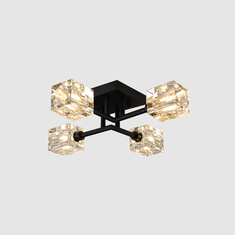 Crystal Sputnik Semi Flush Mount Lighting Simple Style Semi Flush Ceiling Light Fixture