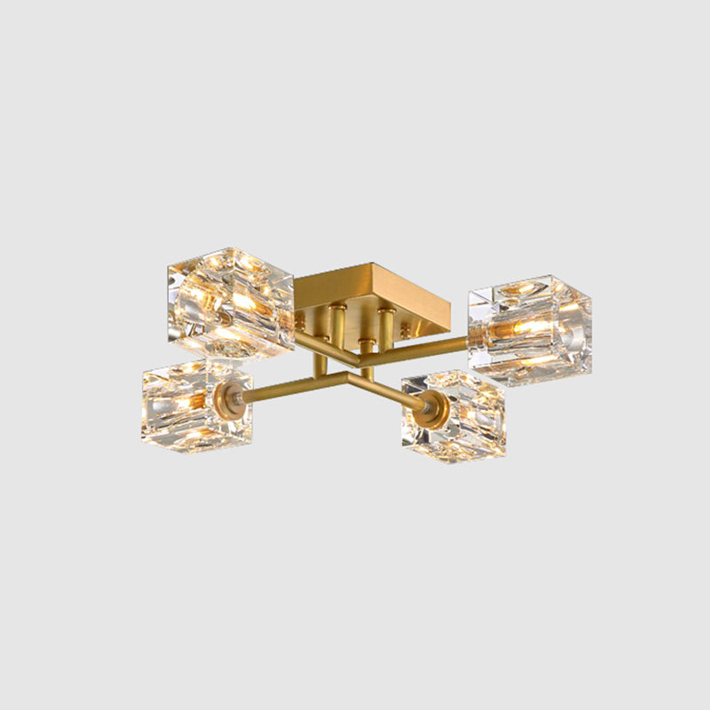 Crystal Sputnik Semi Flush Mount Lighting Simple Style Semi Flush Ceiling Light Fixture