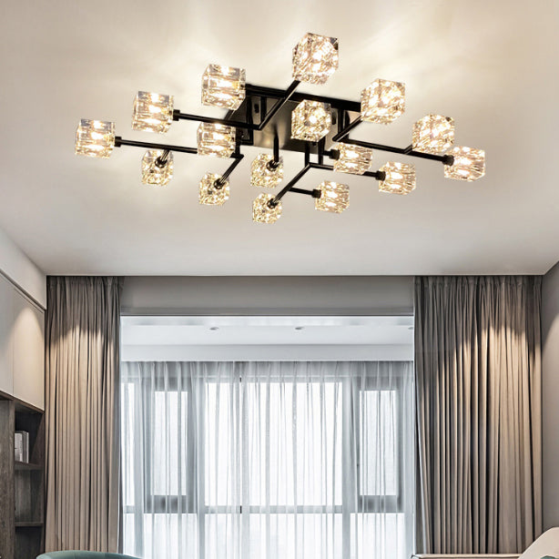 Crystal Sputnik Semi Flush Mount Lighting Simple Style Semi Flush Ceiling Light Fixture
