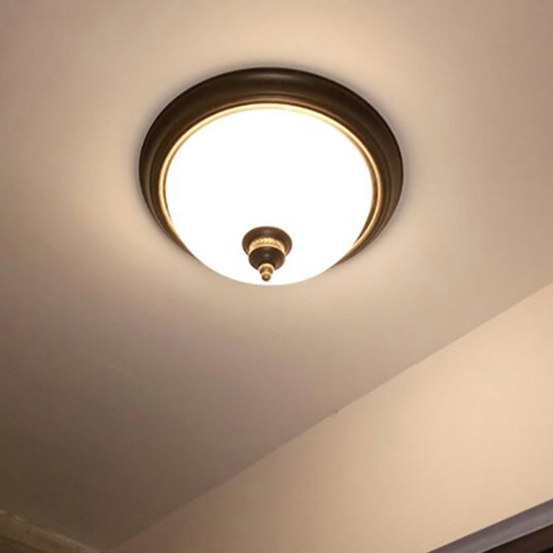 13" Wide Bowl Flush Mount Classic Glass and Bronze Flush Ceiling Light for Bedroom