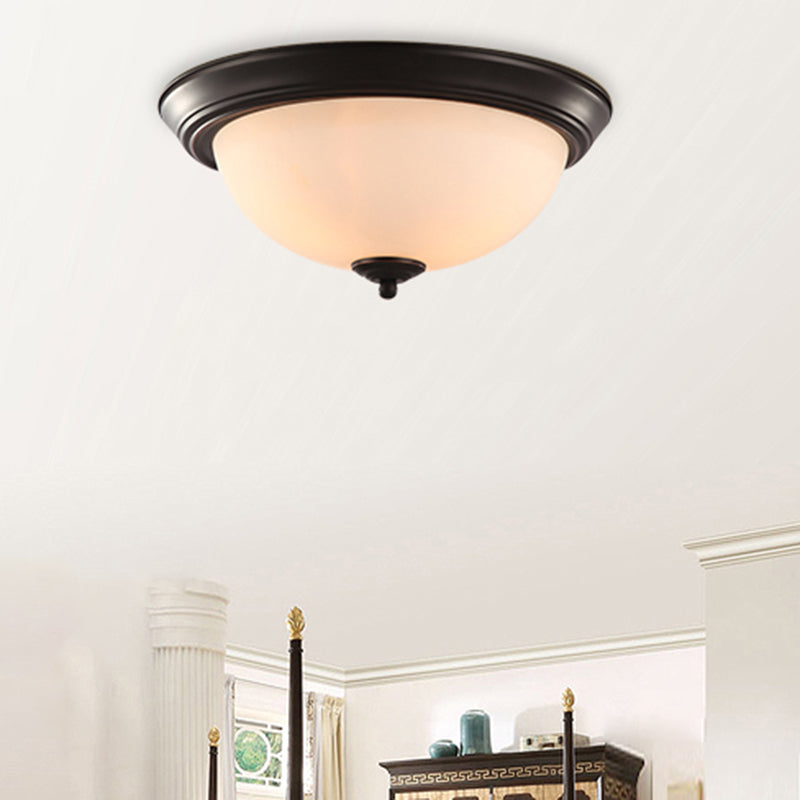 13" Wide Bowl Flush Mount Classic Glass and Bronze Flush Ceiling Light for Bedroom