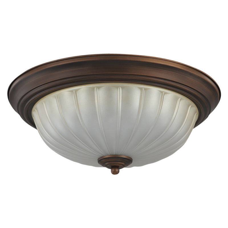 13" Wide Bowl Flush Mount Classic Glass and Bronze Flush Ceiling Light for Bedroom