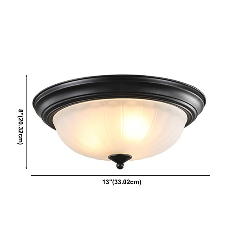 13" Wide Bowl Flush Mount Classic Glass and Bronze Flush Ceiling Light for Bedroom