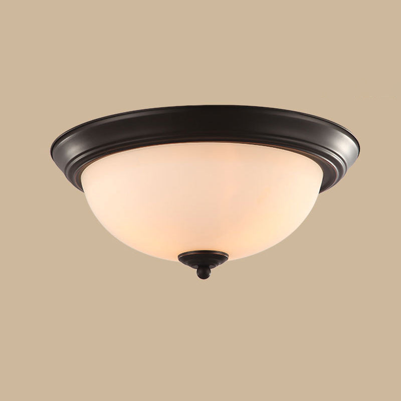 13" Wide Bowl Flush Mount Classic Glass and Bronze Flush Ceiling Light for Bedroom