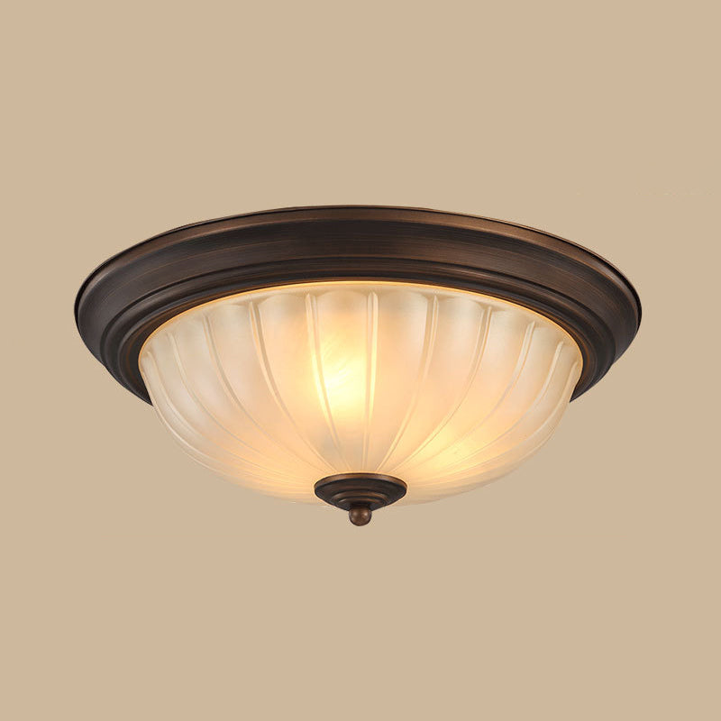 13" Wide Bowl Flush Mount Classic Glass and Bronze Flush Ceiling Light for Bedroom