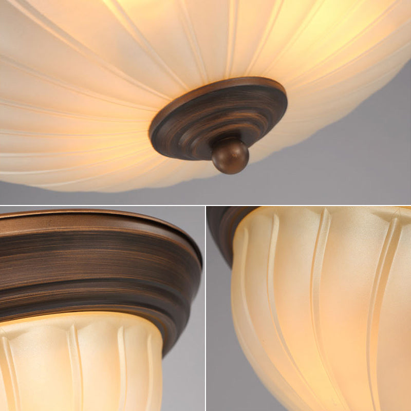 13" Wide Bowl Flush Mount Classic Glass and Bronze Flush Ceiling Light for Bedroom