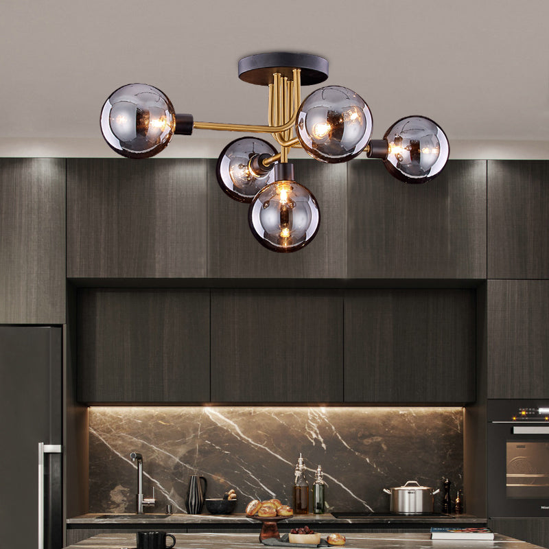 Plafonnier rond en verre semi-affleurant, luminaire de style simple, lustre semi-encastré