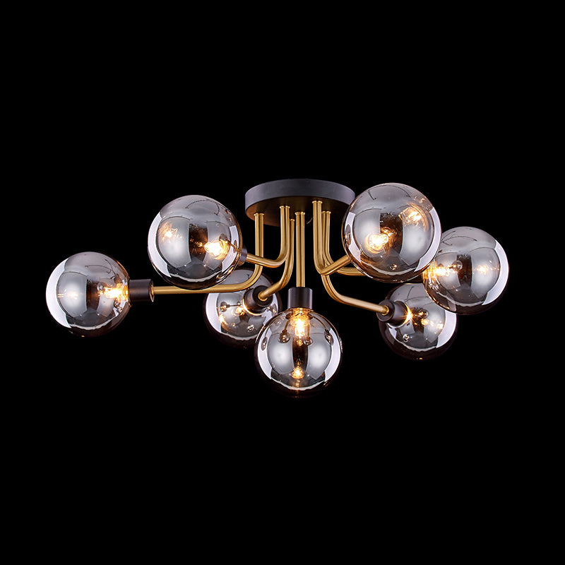 Plafonnier rond en verre semi-affleurant, luminaire de style simple, lustre semi-encastré