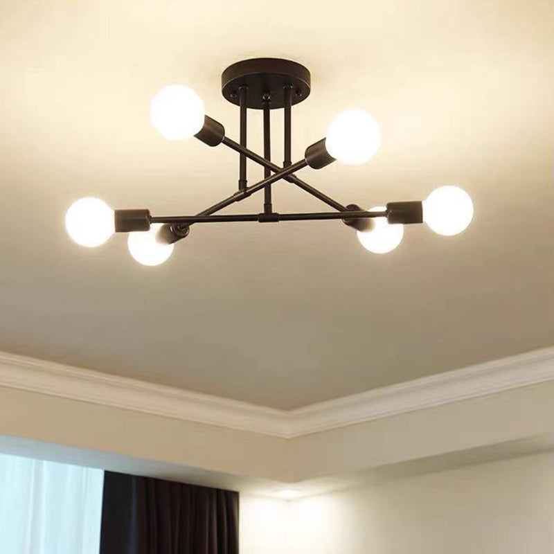 Starburst Slaapkamer Semi Flush Mount Verlichting Metaal Eenvoudige Semi Flush Mount Plafond Licht
