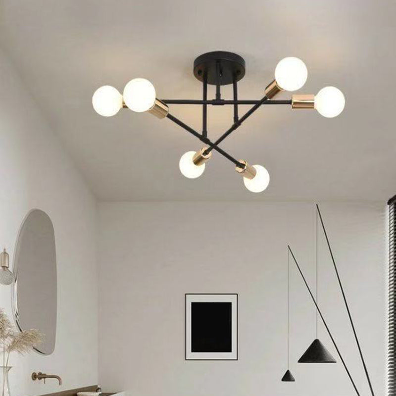Starburst Slaapkamer Semi Flush Mount Verlichting Metaal Eenvoudige Semi Flush Mount Plafond Licht