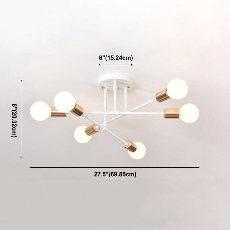 Starburst Slaapkamer Semi Flush Mount Verlichting Metaal Eenvoudige Semi Flush Mount Plafond Licht