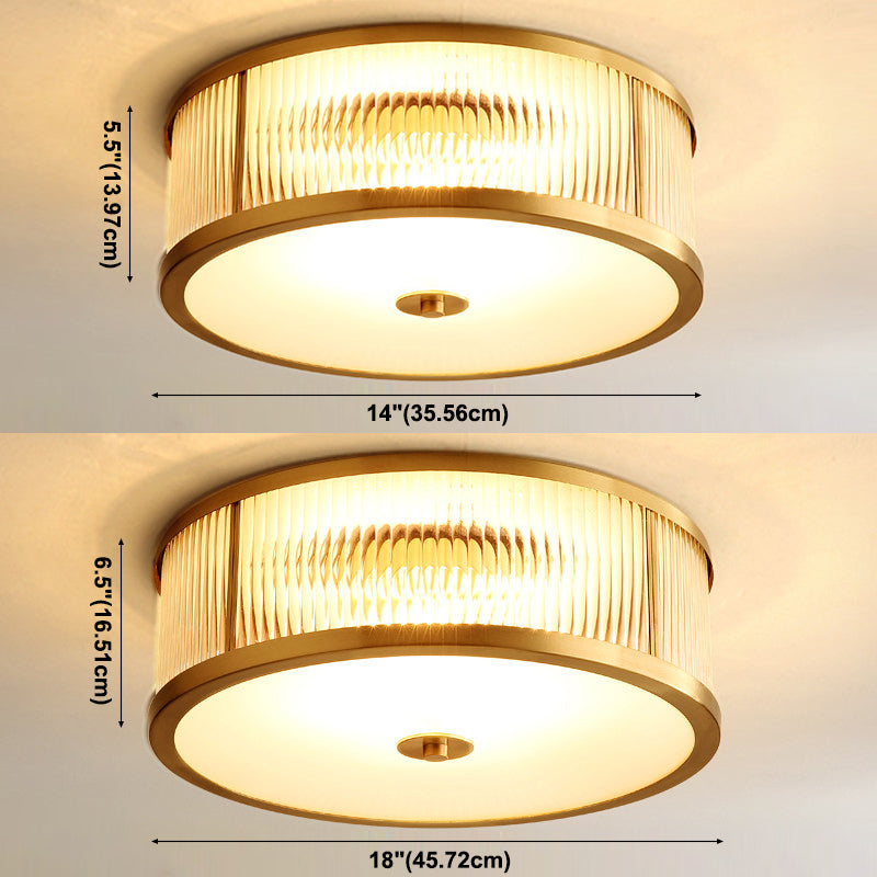 Forme ronde Couloir Aisle Ceiling Mount Light American Country Style Cuivre Flush Mount Light