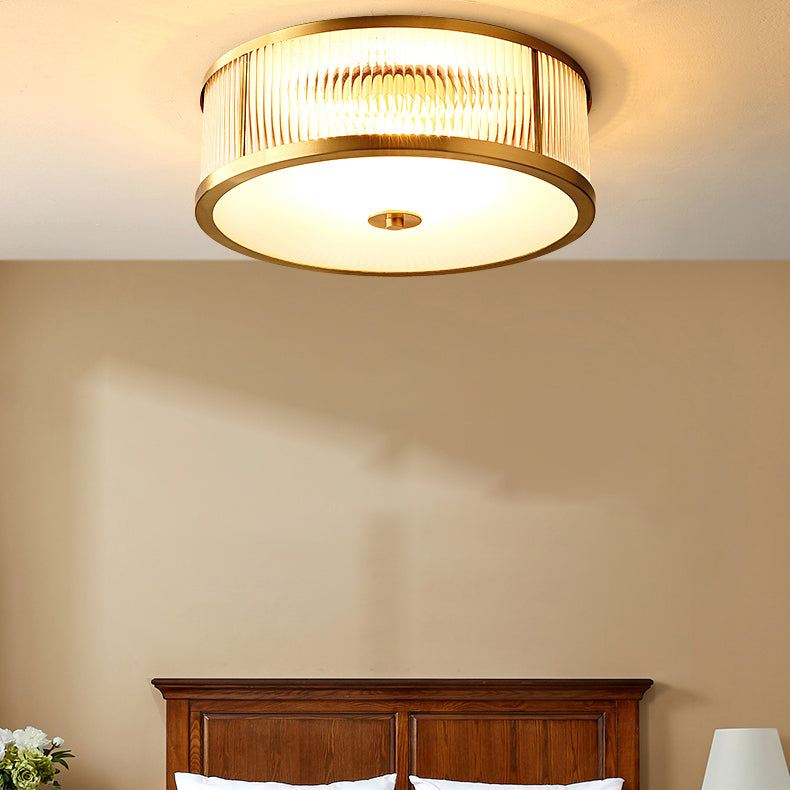 Forme ronde Couloir Aisle Ceiling Mount Light American Country Style Cuivre Flush Mount Light
