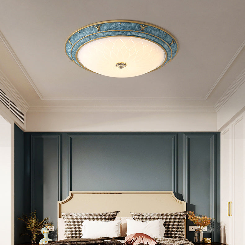 Dome Shade Aisle Corridor Ceiling Mount Light American Country Style LED Flush Mount Light