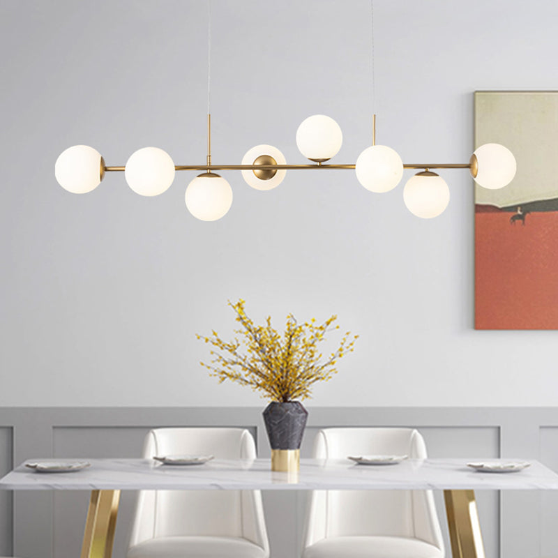 Nordic Round Island Lighting Fixture Glass Dinning Room Island Ceiling Light in Gold