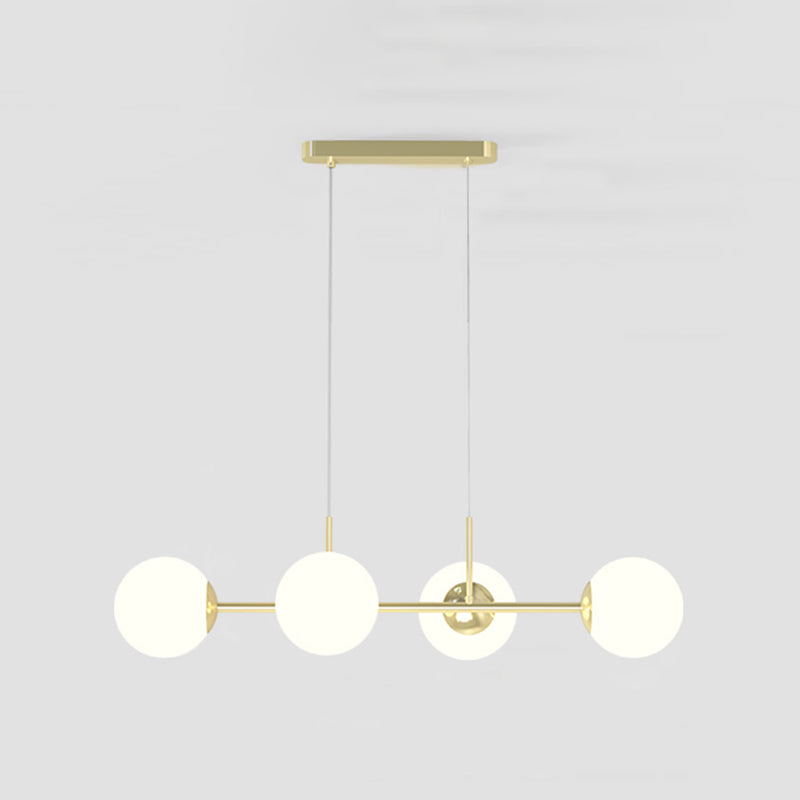 Nordic Round Island Lighting Fixture Glass Dinning Room Island Ceiling Light in Gold