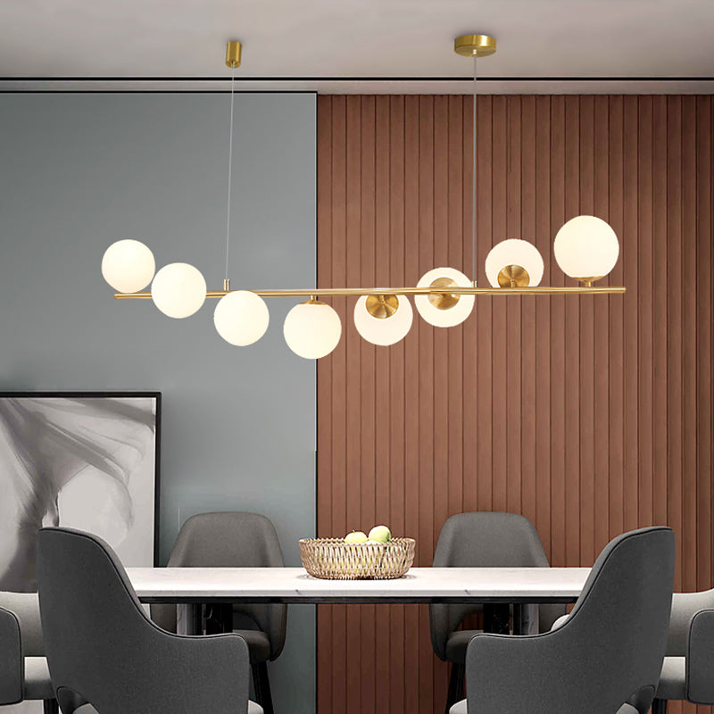 Nordic Round Island Lighting Fixture Glass Dinning Room Island Ceiling Light in Gold