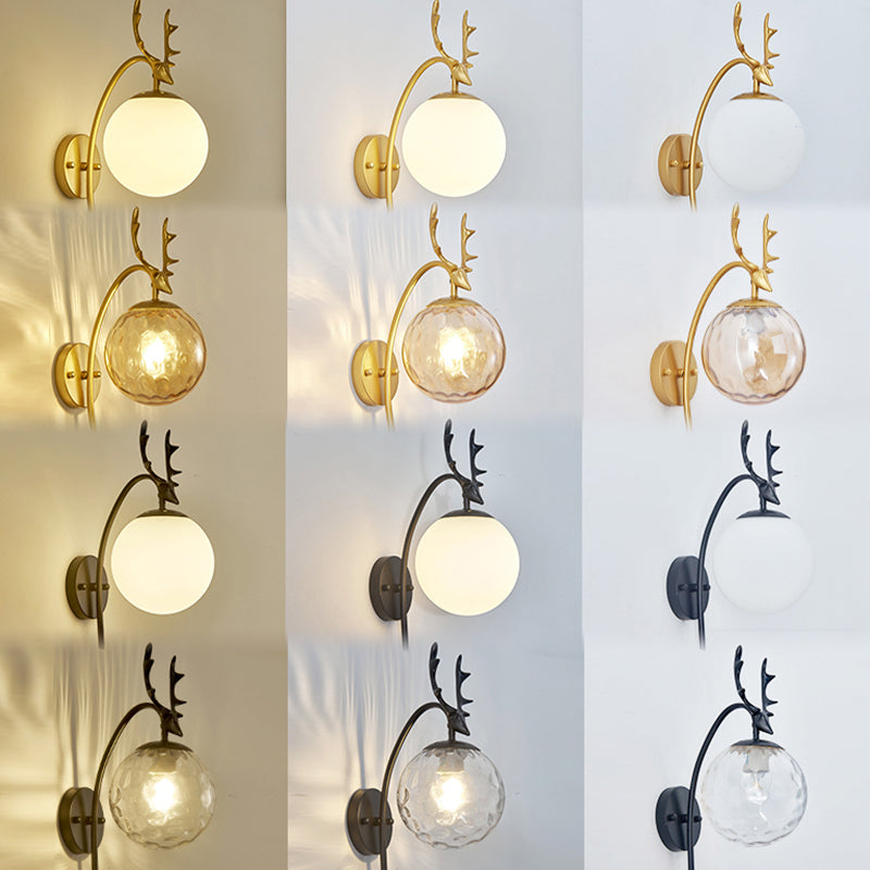 Luces creativas de luz de pared de estilo moderno con sombra de vidrio para dormitorio de hotel