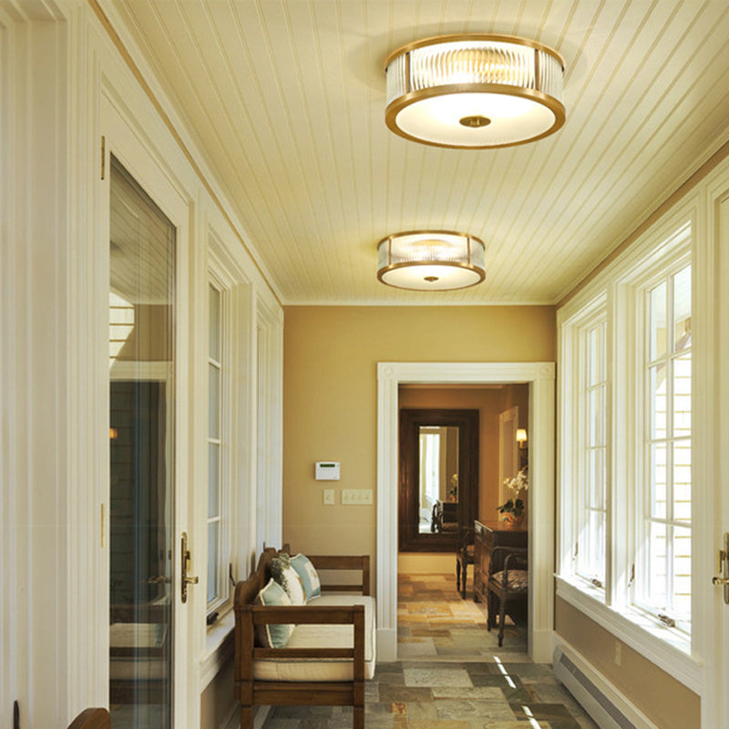 Verre Brass Flush Mount in Colonical Classic Style Copper Circulaire Ceiling Light for Living Room