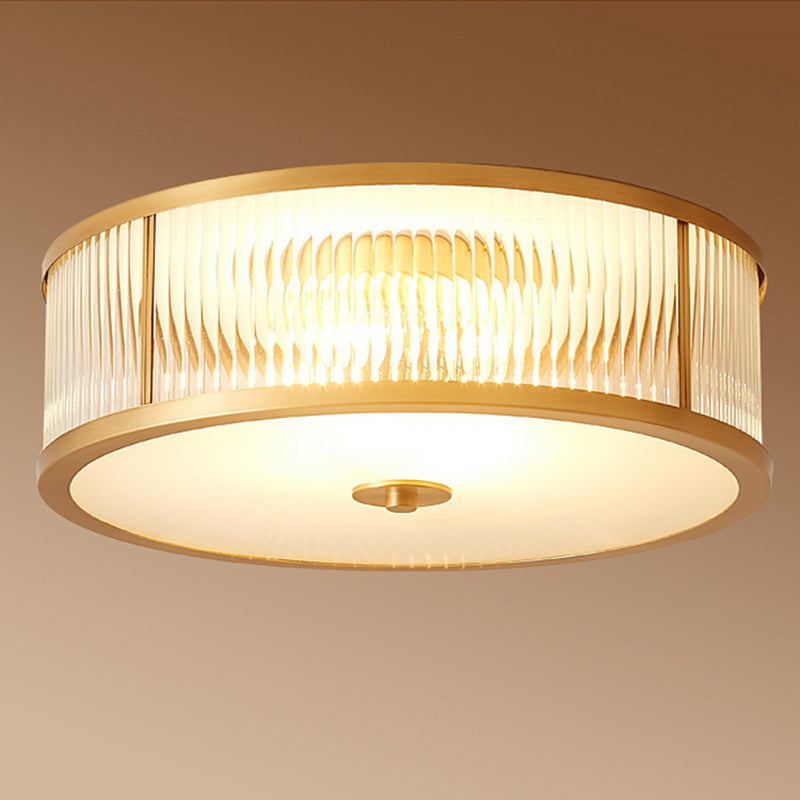 Verre Brass Flush Mount in Colonical Classic Style Copper Circulaire Ceiling Light for Living Room
