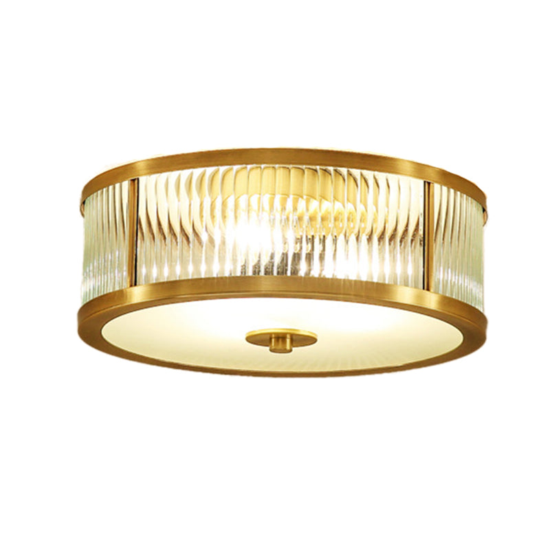 Verre Brass Flush Mount in Colonical Classic Style Copper Circulaire Ceiling Light for Living Room