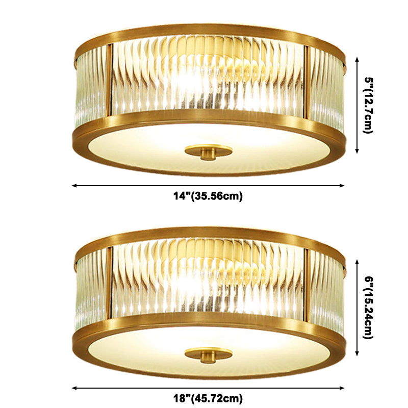 Verre Brass Flush Mount in Colonical Classic Style Copper Circulaire Ceiling Light for Living Room