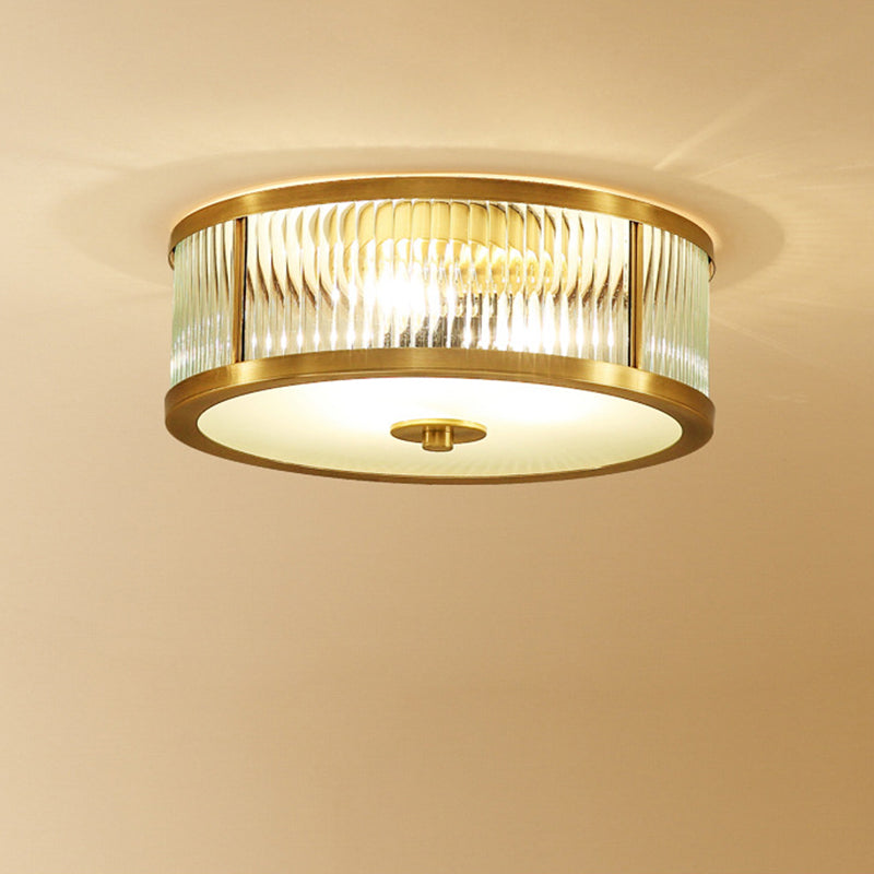 Verre Brass Flush Mount in Colonical Classic Style Copper Circulaire Ceiling Light for Living Room