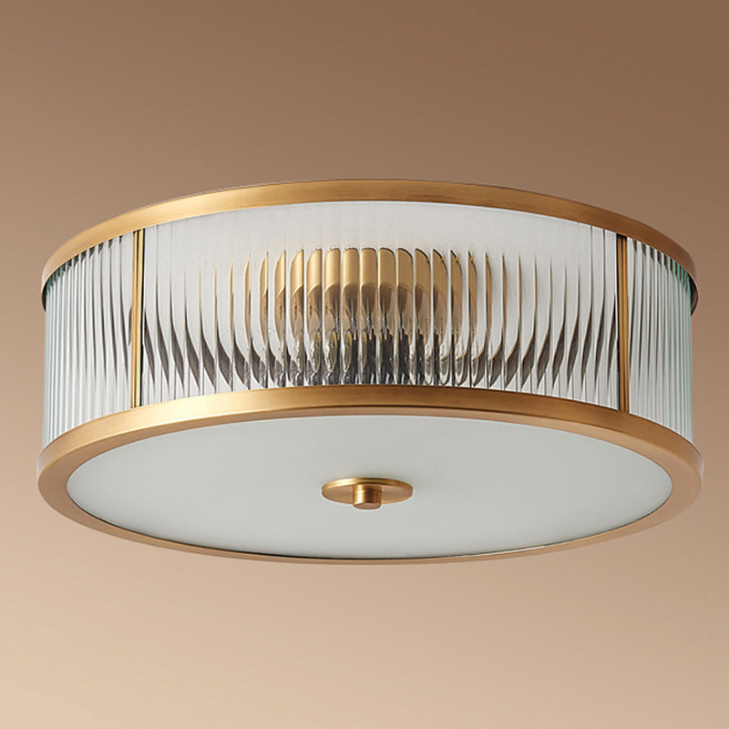 Verre Brass Flush Mount in Colonical Classic Style Copper Circulaire Ceiling Light for Living Room
